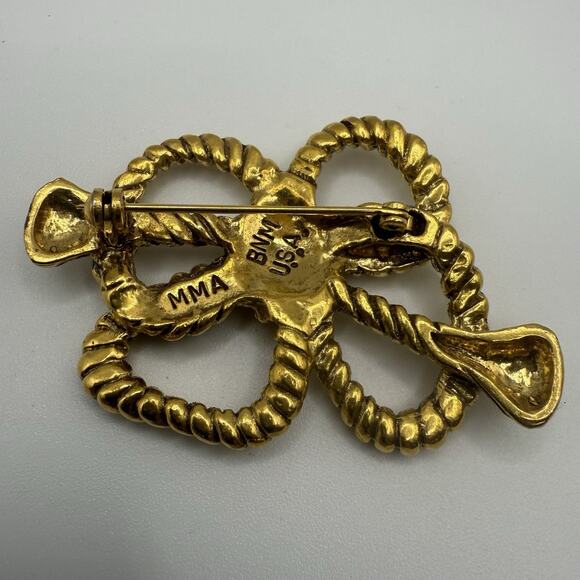 Vintage MMA Brooch Metropolitan Museum of Art BNM USA Bow Knot Gold Tone - Picture 2 of 5